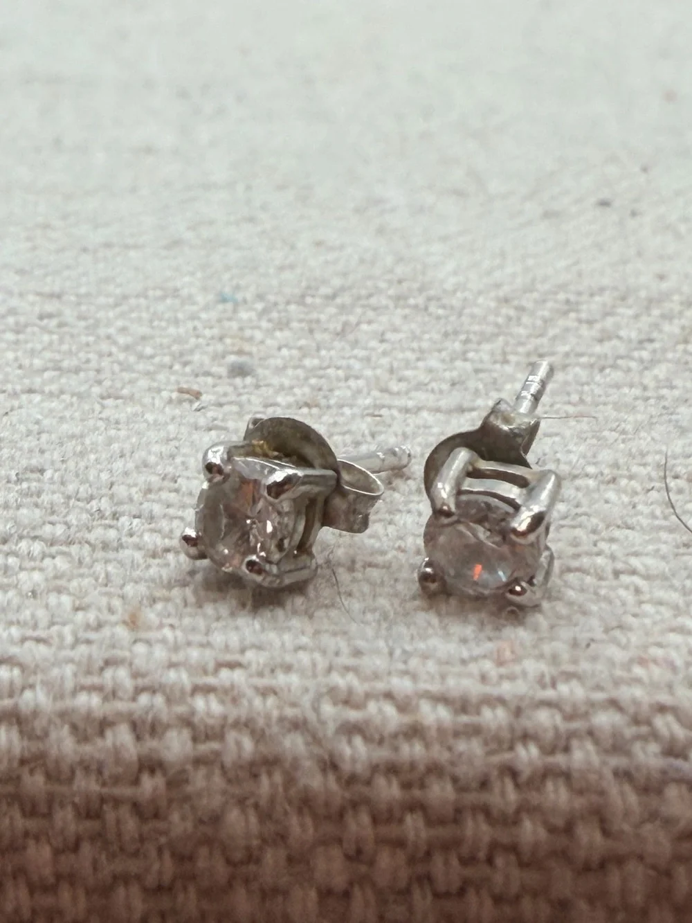 Clear Round Crystal Stud Earrings - Silver